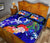 Vanuatu Custom Personalised Quilt Bed Set - Humpback Whale with Tropical Flowers (Blue) - Polynesian Pride