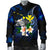 Polynesian Hawaii Men's Bomber Jacket - Turtle With Plumeria Flowers - Polynesian Pride