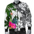 Kosrae Custom Personalised Men's Bomber Jacket White - Turtle Plumeria Banana Leaf - Polynesian Pride