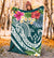 Kosrae Polynesian Premium Blanket - Summer Plumeria (Turquoise) - Polynesian Pride