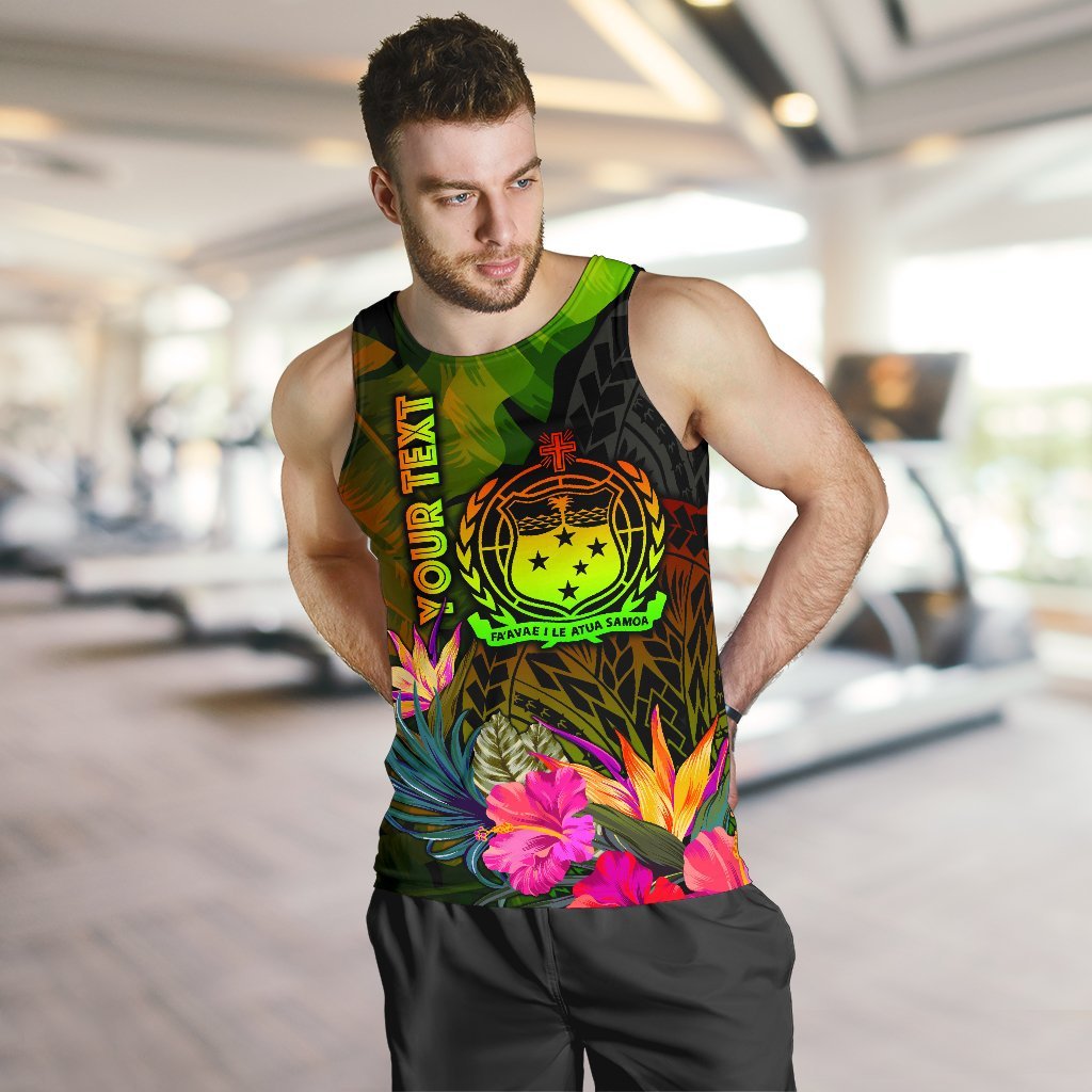 Samoa Polynesian Personalised Men's Tank Top - Hibiscus and Banana Leaves Reggae - Polynesian Pride