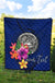 American Samoa Polynesian Custom Personalised Premium Quilt - Floral With Seal Blue - Polynesian Pride