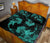 Hawaii Head Hammer Shark Hibiscus Turquoise Quilt Bed Set - Polynesian Pride