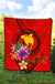 Papua New Guinea Polynesian Custom Personalised Premium Quilt - Floral With Seal Red - Polynesian Pride