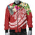 Kosrae Polynesian Men's Bomber Jacket - Summer Plumeria (Red) - Polynesian Pride