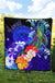 Polynesian Hawaii Premium Quilt - Humpback Whale with Tropical Flowers (Blue) - Polynesian Pride