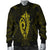 Hawaii Kakau Makau Fish Hook Kanaka Map Men's Bomber Jacket Polynesian - Yellow - Polynesian Pride