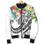 Fiji Polynesian Men's Bomber Jacket - Summer Plumeria (White) - Polynesian Pride