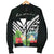 Hawaii Men's Bomber Jacket - Hawaii Coat of Arms & Polynesian Tropical Flowers White - Polynesian Pride