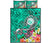 Hawaii Polynesian Quilt Bed Set - Hawaii Seal With Turtle Plumeria (Turquoise) - Polynesian Pride