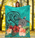 Turtle Polynesian Premium Blanket Hibiscus Polynesian Turquoise - Polynesian Pride