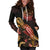 American Samoa Polynesian Hoodie Dress - Turtle With Blooming Hibiscus Gold - Polynesian Pride