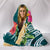 Nauru Polynesian Hooded Blanket - Summer Plumeria (Turquoise) - Polynesian Pride