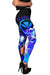 Polynesian Hawaii Women's Leggings - Kanaka Maoli Humpback Whale with Tropical Flowers (Blue) - Polynesian Pride