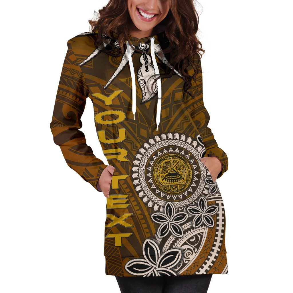 American Samoa Custom Personalised Women's Hoodie Dress - Polynesian Boar Tusk - Polynesian Pride