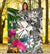 Wallis And Futuna Premium Blanket White - Turtle Plumeria Banana Leaf - Polynesian Pride