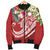 Marshall Islands Polynesian Men's Bomber Jacket - Summer Plumeria (Red) - Polynesian Pride