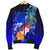 American Samoa Polynesian Custom Personalised Men's Bomber Jacket - Humpback Whale with Tropical Flowers (Blue) - Polynesian Pride