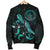 Palau Polynesian Men's Bomber Jacket - Turtle With Blooming Hibiscus Turquoise - Polynesian Pride