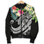 Kosrae Polynesian Men's Bomber Jacket - Summer Plumeria (Black) - Polynesian Pride