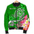 Tahiti Custom Personalised Men's Bomber Jacket - Turtle Plumeria (Green) - Polynesian Pride