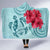 Hawaii Polynesian Turtle Hibiscus Blue Hooded Blanket - Bless Style Hooded Blanket Blue - Polynesian Pride