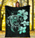 Hibiscus Plumeria Mix Polynesian Turquoise Turtle Premium Blanket - Polynesian Pride