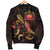 Samoa Polynesian Men's Bomber Jacket - Turtle With Blooming Hibiscus Gold - Polynesian Pride