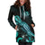 Hawaii Polynesian Hoodie Dress - Turtle With Blooming Hibiscus Turquoise - Polynesian Pride