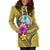 Guam Polynesian Women's Hoodie Dress - Floral With Seal Gold - Polynesian Pride