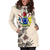 Cook Islands Hoodie Dress - Cook Islands Coat Of Arms & Beige Hibiscus - Polynesian Pride