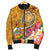 Hawaii Men's Bomber Jacket - Turtle Plumeria Polynesian Tattoo Gold Color - Polynesian Pride