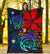 Hawaii Lauhala Hibiscus Polynesian Tropical Blue Premium Blanket - Wake Style - AH - Polynesian Pride