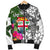 Fiji Custom Personalised Men's Bomber Jacket White - Turtle Plumeria Banana Leaf - Polynesian Pride