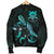 Tuvalu Polynesian Men's Bomber Jacket - Turtle With Blooming Hibiscus Turquoise - Polynesian Pride