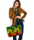 Polynesian Leather Tote Bag - Reggae Hibiscus Patterns - Polynesian Pride