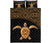 Tahiti Polynesian Quilt Bed Set - Tahiti Flag Turtle Gold Curve Style Art - Polynesian Pride