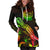 American Samoa Polynesian Hoodie Dress - Turtle With Blooming Hibiscus Reggae - Polynesian Pride