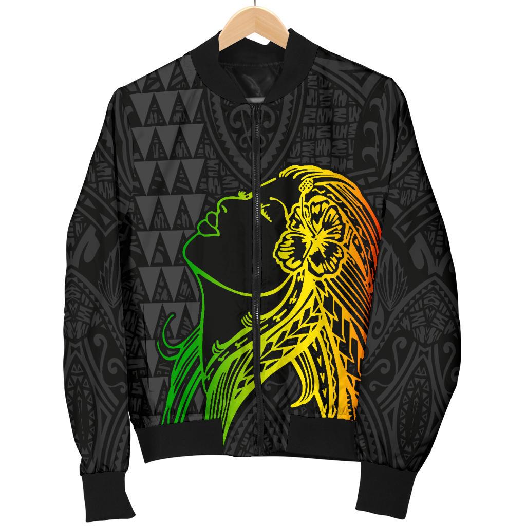 Hula Girl And Turtle Hibiscus Women's Bomber Jacket - Polynesian Pride
