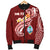 Guam Personalised Men's Bomber Jacket - Guam Seal Polynesian Patterns Plumeria (Red) - Polynesian Pride