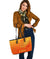 Sun In Leo Zodiac Large Leather Tote Polynesian Tattoo Simple - Orange - Polynesian Pride