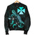 Wallis and Futuna Polynesian Men's Bomber Jacket - Turtle With Blooming Hibiscus Turquoise - Polynesian Pride