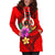 Vanuatu Polynesian Women's Hoodie Dress - Floral With Seal Red - Polynesian Pride