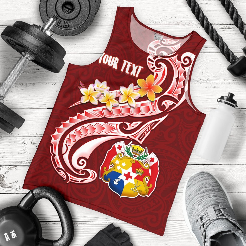 Tonga Personalised Men's Tank Top - Tonga Coat Of Arms With Polynesian Patterns Red - Polynesian Pride