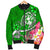 Tonga Men's Bomber Jacket - Turtle Plumeria (Green) - Polynesian Pride