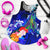 Tahiti Custom Personalised Women's Racerback Tank - Humpback Whale with Tropical Flowers (Blue) Blue - Polynesian Pride