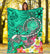 Hawaii Premium Blanket- Turtle Plumeria Polynesian Tattoo Turquoise Color - Polynesian Pride