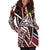 Tuvalu Women's Hoodie Dress - Tribal Flower Special Pattern Red Color - Polynesian Pride