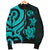 Tonga Polynesian Men Bomber Jacket - Turquoise Tentacle Turtle - Polynesian Pride