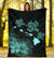 Hawaii Hibiscus Map Polynesian Ancient Turquoise Premium Blanket - Polynesian Pride